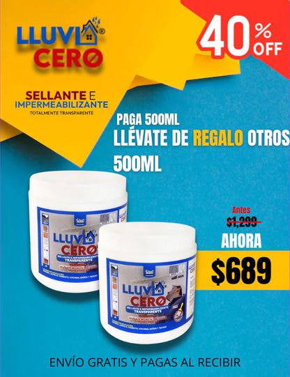 Pack 2 Lluvia Cero® 500gr | Sellador Impermeabilizante para Techos y Paredes – Protección Total | 1000gr